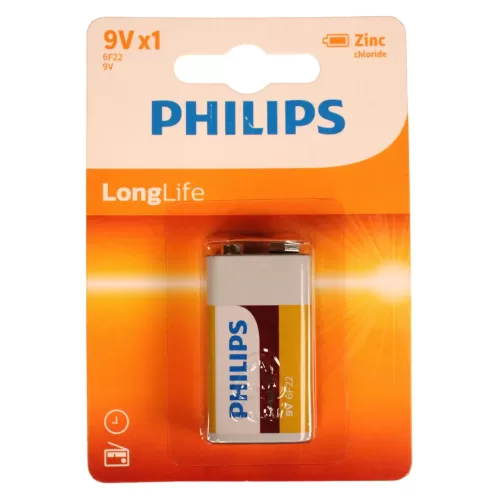 9V 6F22 Long Life ZC Battery from Philips